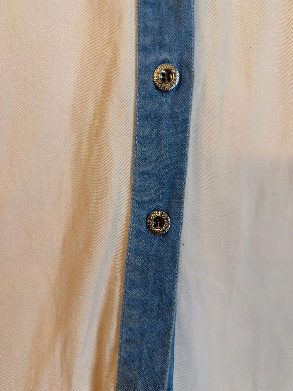 Ozark Mountain Western Denim Shirt Embroidered Pockets Women Med Rodeo Festival